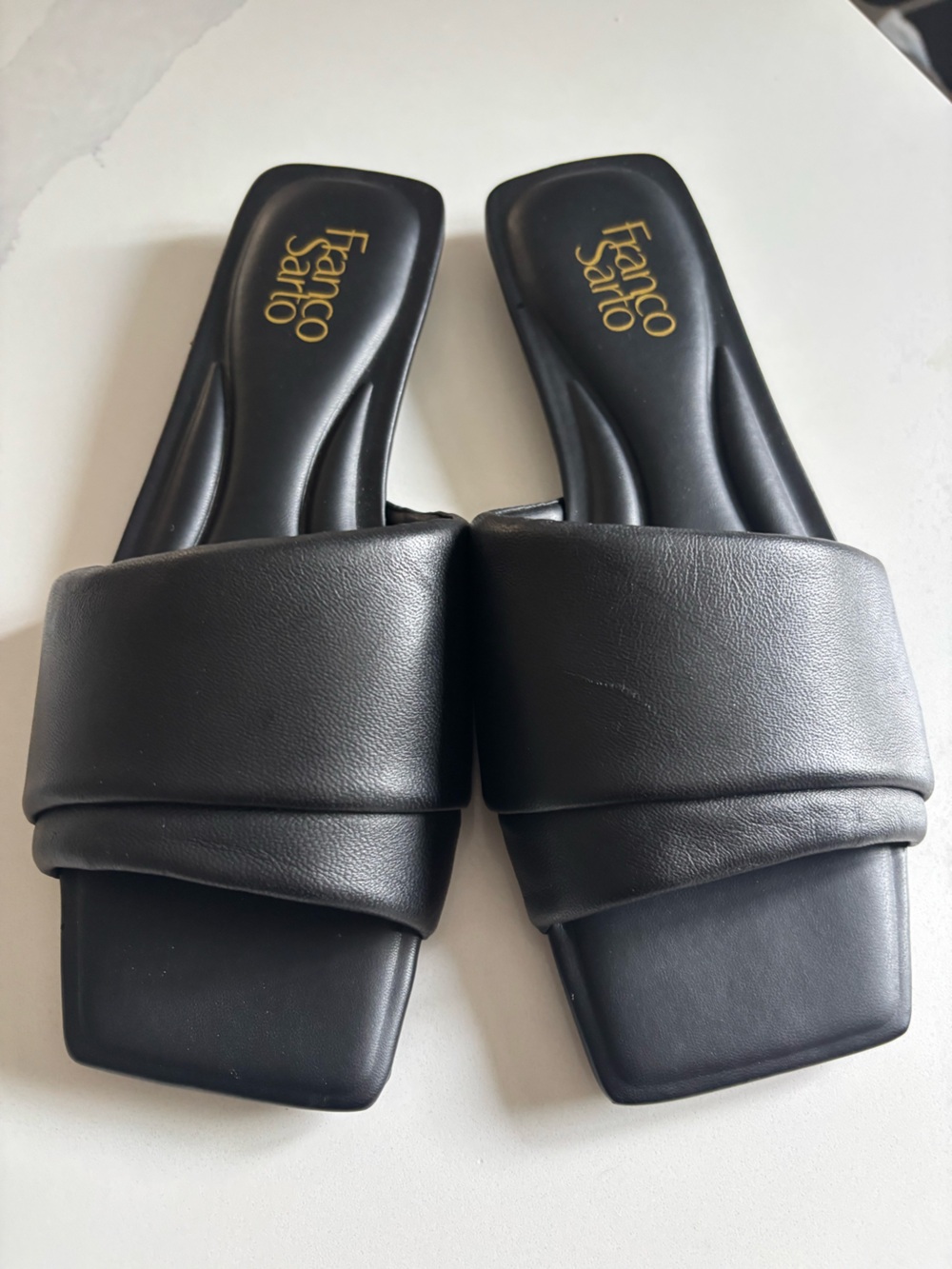 Franco Sarto Black Padded Slide Sandals